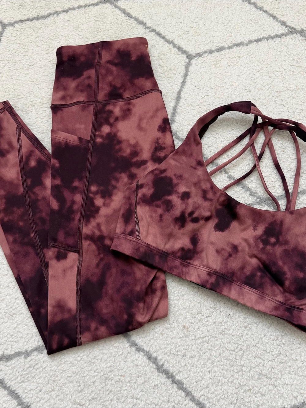 Victoria's Secret wine/mauve tie dye matching set